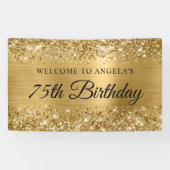 Glittery Gold Foil 75th Verjaardag Welkom Spandoek (Horizontaal)