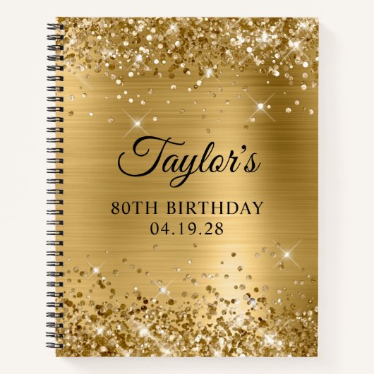 Glittery Gold Foil 80th Birthday Guest Notitieboek (Voorkant)