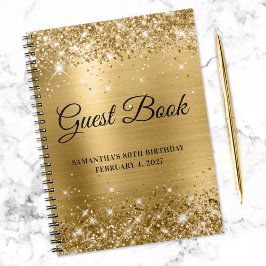 Glittery Gold Foil 80th Birthday Guestbook Notitieboek