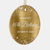 Glittery Gold Foil 80th Birthday Keramisch Ornament (Rechts)