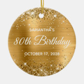 Glittery Gold Foil 80th Birthday Keramisch Ornament (Voorkant)