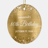 Glittery Gold Foil 80th Birthday Keramisch Ornament (Links)