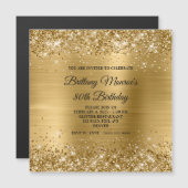 Glittery Gold Foil 80th Birthday Magnetische Uitnodiging (Voorkant / Achterkant)