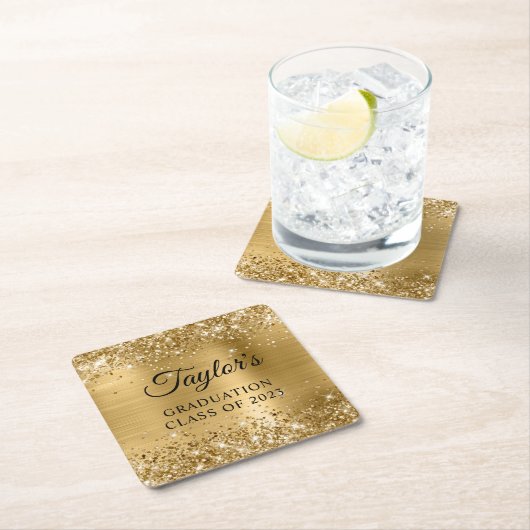 Glittery Gold Foil Afstuderen Kartonnen Onderzetters (Insitu)