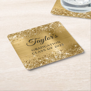 Glittery Gold Foil Afstuderen Kartonnen Onderzetters