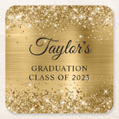 Glittery Gold Foil Afstuderen Kartonnen Onderzetters (Voorkant)