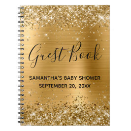 Glittery Gold Foil Baby shower Guestbook Notitieboek
