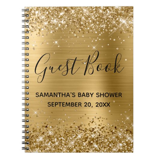Glittery Gold Foil Baby shower Guestbook Notitieboek (Voorkant)