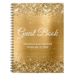 Glittery Gold Foil Baby shower Guestbook Notitieboek
