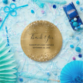 Glittery Gold Foil Baby shower Hartelijk dank Papieren Bordje (Feest)