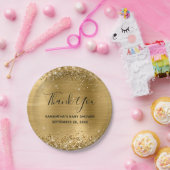 Glittery Gold Foil Baby shower Hartelijk dank Papieren Bordje (Feest)