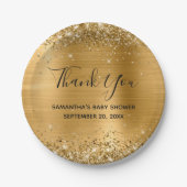 Glittery Gold Foil Baby shower Hartelijk dank Papieren Bordje (Voorkant)