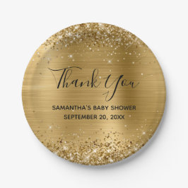 Glittery Gold Foil Baby shower Hartelijk dank Papieren Bordje