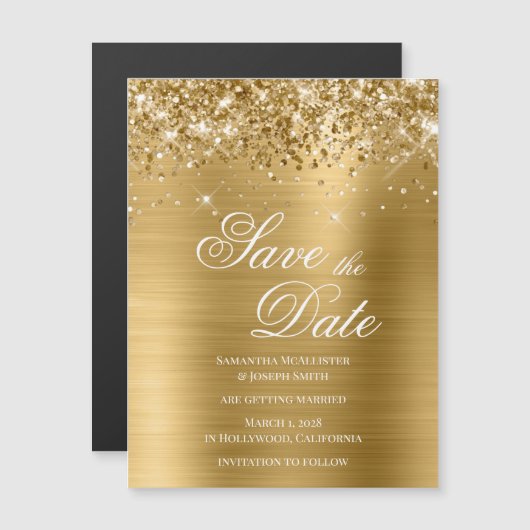 Glittery Gold Foil Bespaar op datum (Voorkant / Achterkant)