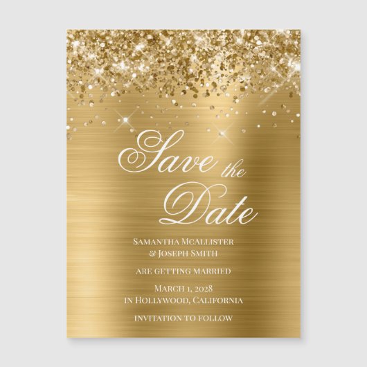 Glittery Gold Foil Bespaar op datum (Voorkant)