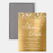 Glittery Gold Foil Bespaar op datum Magneet (Voorkant / Achterkant)