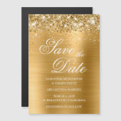 Glittery Gold Foil Bespaar op datum Magnetische Uitnodiging (Voorkant / Achterkant)