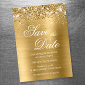 Glittery Gold Foil Bespaar op datum Magnetische Uitnodiging