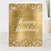 Glittery Gold Foil Big Happy Birthday Kaart (Voorkant)
