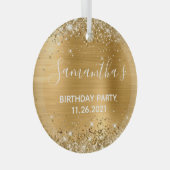 Glittery Gold Foil Birthday Party Glas Ornament (Voorkant Rechts)