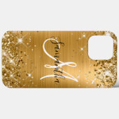 Glittery Gold Foil Black en White Monogram Case-Mate iPhone Case (Achterkant (horizontaal))