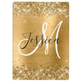 Glittery Gold Foil Black en White Monogram Klembord (Achterkant)