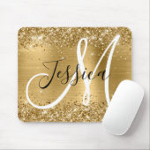 Glittery Gold Foil Black en White Monogram Muismat (Met muis)