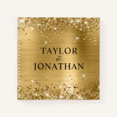 Glittery Gold Foil Bride & Groom Wedding Guest Notitieboek (Voorkant)