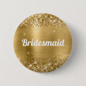 Glittery Gold Foil Bruidsmeisje Ronde Button 5,7 Cm (Voorkant)