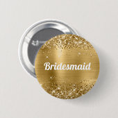 Glittery Gold Foil Bruidsmeisje Ronde Button 5,7 Cm (Voorkant /achterkant)