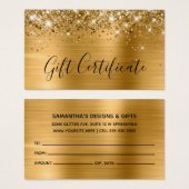 Glittery Gold Foil Cadeaubon Visitekaartje (Voorkant /achterkant)