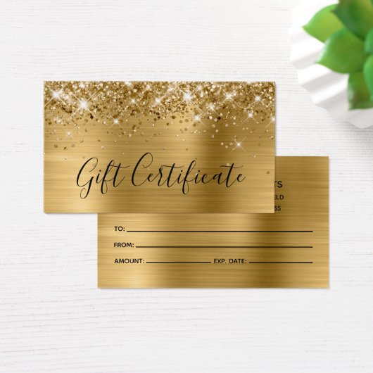Glittery Gold Foil Cadeaubon Visitekaartje (Bureau)