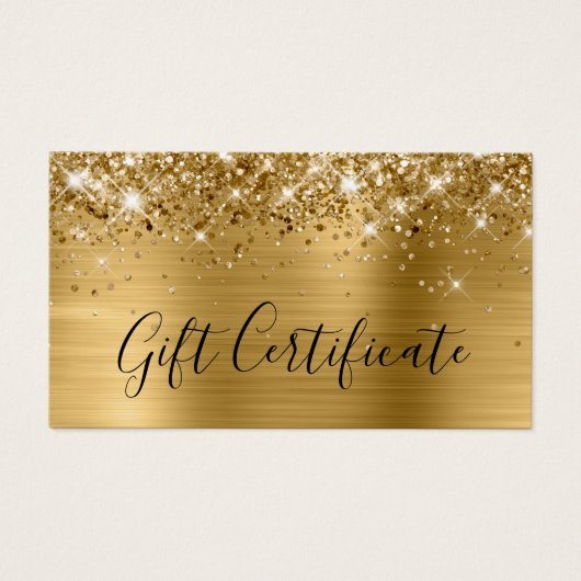 Glittery Gold Foil Cadeaubon Visitekaartje (Voorkant)