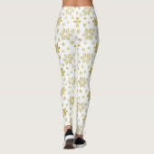Glittery Gold Foil Christmas Snowflake Patroon Leggings (Achterkant)