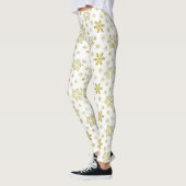 Glittery Gold Foil Christmas Snowflake Patroon Leggings (Links)