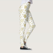 Glittery Gold Foil Christmas Snowflake Patroon Leggings (Rechts)