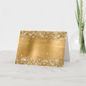 Glittery Gold Foil Classic Script Grazie Bedankkaart (Achterkant)