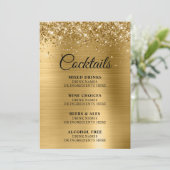 Glittery Gold Foil Cocktails Bar Menu (Staand voorkant)
