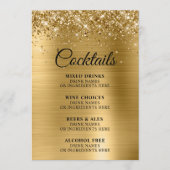 Glittery Gold Foil Cocktails Bar Menu (Voorkant)
