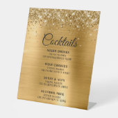 Glittery Gold Foil Cocktails Bar Menu Reclamebord Met Voetstuk (Voorkant)