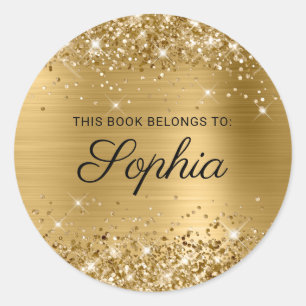 Glittery Gold Foil Elegant Calligraphy Book Ronde Sticker