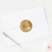 Glittery Gold Foil Elegant Calligraphy Book Ronde Sticker (Envelop)