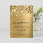 Glittery Gold Foil Elegant Script 50th Birthday Kaart (Staand voorkant)