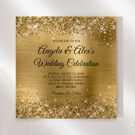 Glittery Gold Foil Elegant Wedding Kaart