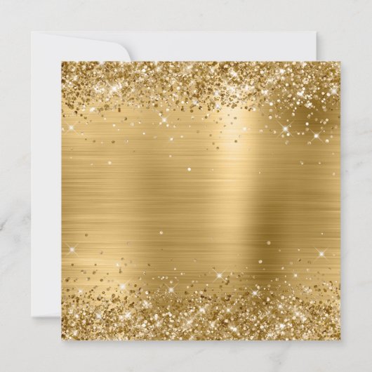 Glittery Gold Foil Elegant Wedding Kaart (Achterkant)
