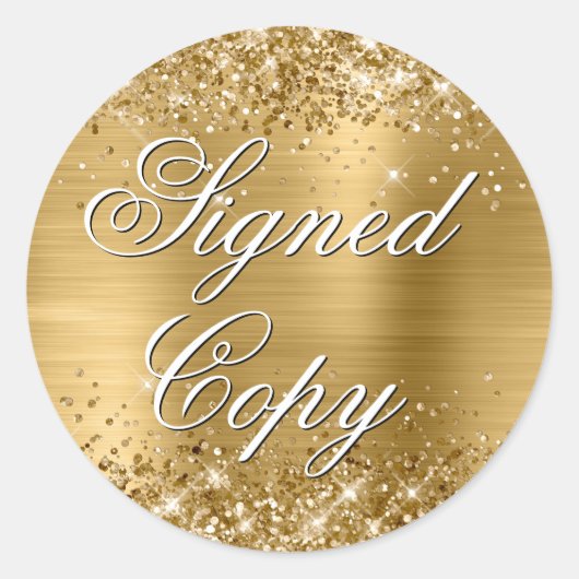 Glittery Gold Foil Fancy gesigneerd exemplaar Ronde Sticker (Voorkant)