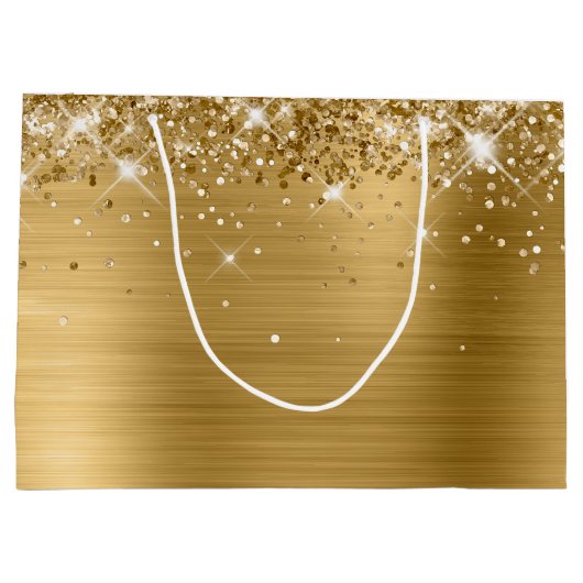 Glittery Gold Foil Fancy Happy Birthday Groot Cadeauzakje (Achterkant)