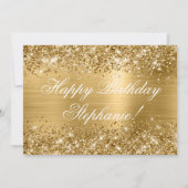 Glittery Gold Foil Fancy Happy Birthday Kaart (Voorkant)