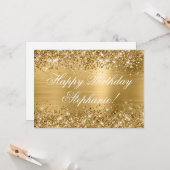 Glittery Gold Foil Fancy Happy Birthday Kaart (Voorkant / Achterkant in situ)