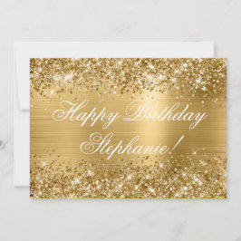 Glittery Gold Foil Fancy Happy Birthday Kaart